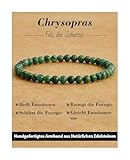Landorilo Naturstein Perlen Heilstein Armband aus 4mm Runde Steinperlen, Yoga Armbänder für Damen Herren, Glücksarmband, Exquisite Geschenke, Ersatzperlen Inklusive(R Chrysopras)