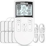 GHTENS TENS Gerät Schmerztherapie, 5-in-1 Reizstromgerät (TENS/EMS/IF/RUSS/DIY) zur Schmerzlinderung durch elektrische Nervenstimulation, mit 80 Massageprogrammen, 2 Kanäle und 8 Stück Elektroden Pad