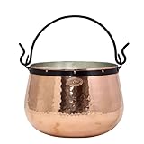 CopperGarden Kupferkessel 10 L mit Henkel - Hexenkessel I Robuster Kessel aus verzinntem Kupfer: Ideale Wärmeleitung I Lebensmittelechter Feuerkessel für Gulasch/Feuerzangenbowle uvm.