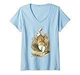 Damen Osterhasen-Kostüm | Alice im Wunderland – Weißes Kaninchen T-Shirt mit V-Ausschnitt
