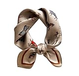 JERLA Halstuch aus 100% Maulbeerseide, 53,3 x 53,3 cm, kleine quadratische Schals für Frauen, in Geschenkverpackung, Pferd Champagner, Small