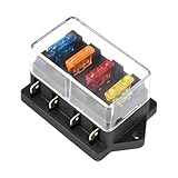 CGEAMDY KFZ Sicherungskasten, Standard Blade Sicherungskasten, Premium Kfz 4-Fach Sicherungshalter Mit Feuchtigkeitsgeschützter Abdeckung Für Auto (4Sicherung+1Steckdose)