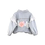 Kinder Denim Frühling Herbst Jacken Mädchen Blume Jeansjacken Kinder Kleidung Baby Spitze Mantel Casual Outwear Gr. 110 cm, Jacken