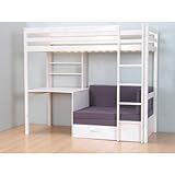 Thuka Hochbett, 90x200 Bett Weiss inkl. Matratze grau Kinderbett