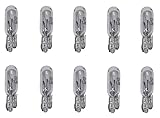 Glassockellampe 10er Set 1,2 Watt 12 V T5 Sockel W2X4,6D Beleuchtung Autolampen Tacho Kfz Armatur klare Ausleuchtung Fahrzeug Leuchte Tachometer