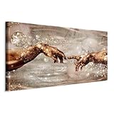 B&D XXL - Wandbilder XXL Abstrakt 120x60 cm Vlies Leinwandbild 1 Teilig Kunstdruck modern Wandbilder XXL Wanddekoration Design Wandbild Die Erschaffung Adams Michelangelo l-C-10026-b-a