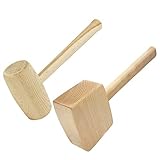2-teilig SET Holzhammer Rund + Rechteck Schreiner Klüpfel Schreinerhammer Klopfholz Holz Hammer 21-206-305