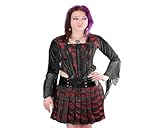 Hard Leather Stuff Gothic Oberteil LARP schwarz mit Fledermaus und Spitze Bluse (XL, Schwarz)