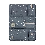 LÄSSIG Autoorganizer Autorücksitzorganizer Rücksitztasche für Auto zum Hängen zusammenklappbar/Car Wrap-to-Go Happy Prints Dunkelblau