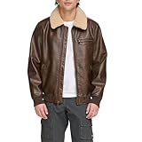 Levi's Herren Men's Faux Leather Aviator Bomber Jacket with Sherpa Collar Jacke, Braun, XXL