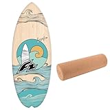 F2 Set Balance Board Halfshell 80x30cm mit Korkrolle - Gleichgewichts Trainer für Kinder und Erwachsene, Surf Balance Board Zubehör für Yoga, Faszien, Koordination & Fitnesstraining