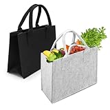 XIANGLONGY 2 Stück 7.2L Filztasche Einkaufstasche, Filztasche Klein 30x20x12 cm, Faltbar Filztaschen Shopper, Filz Tasche für Outdoor Trips, Picknick, Einkaufen