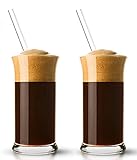 Topkapi 251.001-4-TLG Eiskaffee-Set “Rimini“ mit 2 Eiskaffeegläser + 2 Glashalmen, für Milchkaffee, Milchshake, Frappe, Cocktails, Longdrinks, Kakao