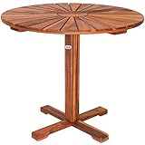 Casaria® Gartentisch Balkontisch Wetterfest Holz Rund ?70,5cm 80kg Belastbarkeit Balkon Garten Terrasse Tisch Terrassentisch Holztisch Akazie