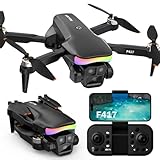 Drohne mit Kamera 1080P für Kinder,90°LED Bunt Lampe Bürstenlosem Drone mit WiFi Übertragung,Kameradrohne outdoor RC Quadrocopter für Jungen Mädchen,Handtasche,FPV Dual Kamera Drones für Anfänger