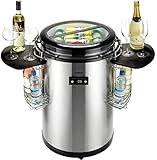 Syntrox 50 l Kühlfass | Kühltonne | Getränkefass | Partycooler | Flaschenkühler Salaron, für Veranstaltungen, mit Glasdeckel, Temperaturanzeige, 75 Watt (Weiß)