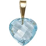 Jobo Damen Anhänger Herz 585 Gold Gelbgold 1 Blautopas hellblau blau Herzanhänger