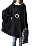 FTCayanz Damen Fledermaus Tunika Top Plus Größe Bluse Schwarz