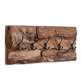 CREEDWOOD Holz WANDGARDEROBE Mara | 5 Haken, Treibholz, 50cm | Drift Holzgarderobe, Flurgarderobe, Garderobenpaneel, Natur Kleiderhaken, Hakenleiste, Wandhaken