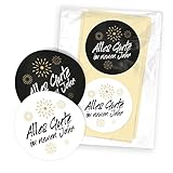itenga Aufkleber Alles Gute im neuen Jahr Silvester Neujahr Grüße rund 4cm auf DIN A4 Bogen 24 Sticker