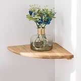 Gieanoo Eckregal Hängeregal, 18cm Eiche Massivholz Eckregal runde Enden Wandregal Holz Vintage Landhausstil Regal für Schlafzimmer Wohnzimmer Radius