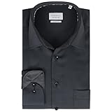 ETERNA Herren Langarm Hemd Comfort FIT | Satingewebe | Bügelfrei I Anthrazit | 100% Baumwolle | Kentkragen mit Ausputz Gr. 44