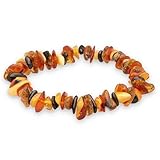 Lebensquelle Plus Bernstein mehrfarbig Splitterarmband | Handgefertigtes Elastisches Stretch Splitter Armband | Echter natürlicher Edelstein (Bernstein, multimix)