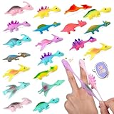20 Stück Schleuder Dinosaurier Fingerspielzeug, Slingshot Dinosaur Finger Toys, Elastischer Fliegender Finger Dinosaurier, Dinosaurier Schleuder Spielzeug, für Kinder Teenager, Zufällige Farbe