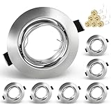 KEJIYILT GU10 Einbaustrahler 6er Set – Schwenkbare LED Spots 230V, Edelstahl gebürstet Einbauspots, Runde Deckenspots inkl. Fassung für GU10 LED oder Halogen
