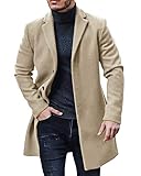 Runcati Herrenmäntel, künstliche Wolle, Trenchcoat, dicke Business-Jacken, Winter, lange Jacke, Windbreaker, Oberbekleidung, normale Passform, khaki, XL