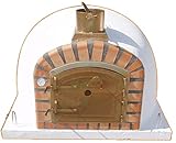 Impexfire Steinofen, Holzbackofen Lisboa 120, cremefarben inkl. Kaminrohr und Regenhut