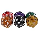 Ogquaton  6pcs Acryl Brettspiel D30 Multi-Face Würfel Würfel Nummer Muster 30-Gesicht Würfel Alle 2 Farben- 2 Haltbarkeit Umweltfreundlich und praktisch