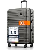 Travely Polycarbonat Koffer Groß 77cm XL - 100L Innenvolumen - 158cm Gurtmaß, sehr robuster Hartschalenkoffer mit sanften Rollen & TSA Schloss, Reisekoffer, Handgepäck Koffer, Reisekoffer mit Rollen
