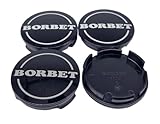 4X Original Borbet Nabendeckel 55/56mm recycelt Felgendeckel Nabenkappe 74404 Schwarz Glanz Silber