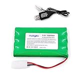nvizyeu 9,6 V Akkupack, 1500 mAh wiederaufladbarer 9,6 V Nimh Akku, geeignet für RC Tank RC Boot Elektrospielzeug, kommt mit 9,6 V Batterieladegerät