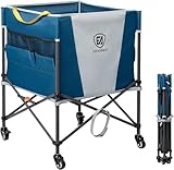 EVER ADVANCED Rolling Ballwagen faltbar mit Tragegurt Seitentasche Aufbewahrungswagen mit Rädern Sportgeräte 47x58x58cm für Volleyball Basketball Fußball Tennis Baseball