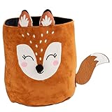 Papierdrachen Stoff Utensilo | Motiv Fuchs | Aufbewahrung für Spielzeug - Kinderzimmer Dekoration | Spielzeugkorb - Stoffkörbchen aus Samt 21 cm - Set 4