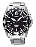 Seiko Herren-Uhr Kinetik Edelstahl mit Edelstahlband SKA785P1, Schwarz