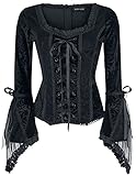 Gothicana by EMP Damen schwarzes Langarmshirt mit Rüschen M