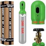 Gasflasche Mischung Argon (82%) + CO2 (18%) 8 Liter 200 bar Schweißgas für MIG/MAG Schweißen Schutzgas für Stahl inklusive Ventil, wiederbefüllbar