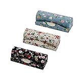Hanyi Retro Druck Leder Lippenstift Box mit Spiegel/Lippenstift Etui Geschenk, 3 Pcs