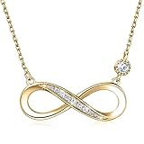 Billie Bijoux 925 Sterling Silber Halskette Endless Love Infinity Herz Anhänger weißes Gold überzogene Diamant Frauen einstellbare Halskette (Gold)