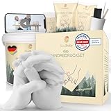 SOULBABY® 3D Handabdruck Set für Paare mit Geschenkverpackung I Gibsabdruckset Hände mit extra großem Eimer I 100% Black Forest Made I Premium Gipsabdruck Hände Paar mit Videoanleitung
