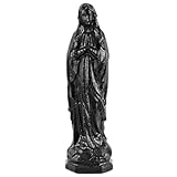 Nupuyai 9cm Obsidian Stein Jungfrau Maria Figur, Kristall Madonna Figur Edelstein Handschmeichler Heilstein Gebet Mutter Maria Statue Katholische Religiöse Geschenk Büro Zuhause Deko