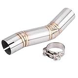 KIMISS 51mm / 2in Auspuff Mittelrohr, Motorrad Edelstahl Auspuff Middle Link Rohr mit Klemme für GSX-R600 / GSX-R750 (K7)