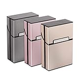 3 Stück Zigarettenetui,Zigarettenbox Metall mit Magnetverschluss,Zigarettenetui aus Aluminium,Verstärktem Kunststoffgehäuse & Einrast Funktion Für 20er Standard Schachteln,Zigaretten Kasten roségold