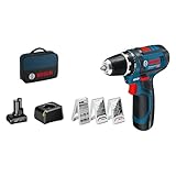 Bosch Professional 12V System Akku Bohrschrauber GSR 12V-15 (inkl. 39 tlg. Zubehörset, 2.0Ah Akku, 4.0Ah Akku, Ladegerät GAL 12V-20, Werkzeugtasche)