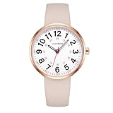 Timever Damen Armbanduhr Quarzuhr Analog mit Silikonband,3 ATM Wasserdicht,Großen Ziffern Leicht ablesbares Zifferblatt,Geschenk für Frau und Freundin