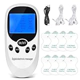 PLLYPE TENS/EMS Gerät Schmerztherapie, Muskelstimulationsgeräte mit Zwei Ausgängen mit 6 Massagemodi und 8 Elektroden Pads, Kanäle TENS Reizstromgerät für Muskelaufbau, Massage, Muskelumerzieh