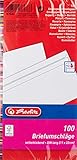 Herlitz Briefumschlag DIN Lang Selbstklebend, 100 Stück mit Innendruck in Folienpackung, eingeschweißt, weiß